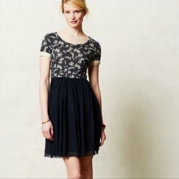 anthropologie blue tulle dress Anthropologie Blue Eyelet Button Up Dress with Slip- Size L – The Saved  Collection
